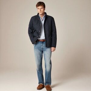 J. Crew Navy Blue Quilted Barn Jacket Chore Coat Quilted Corduroy Primaloft M
